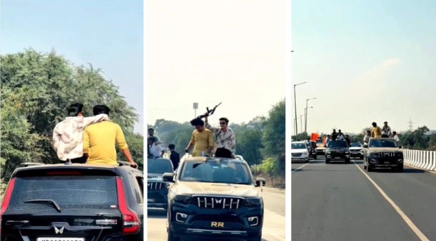 Youths Spotted Waving Weapons In Luxury Car Convoy To Make Reel On Jabalpur Roads-- VIDEO