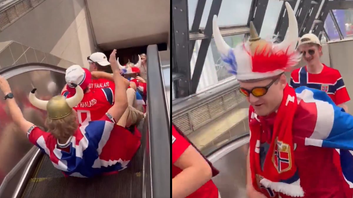 Norwegian Fans Perform Famous 'Viking Row' On Escalator Ahead Of Iraq Clash At FIFA World Cup 2026 | Video