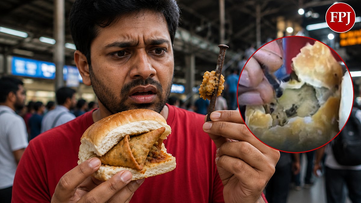 Mumbai Shocker: Commuter Finds Sharp Iron Piece Inside Samosa Pav Bought At Kandivali Railway Station Stall - WATCH