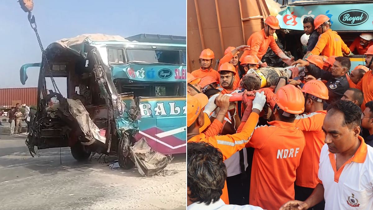 Gujarat Tragedy: 6 Killed, 26 Injured As Rajasthan–Surat Luxury Bus Hits Stationary Truck On Vadodara–Halol Highway | Video