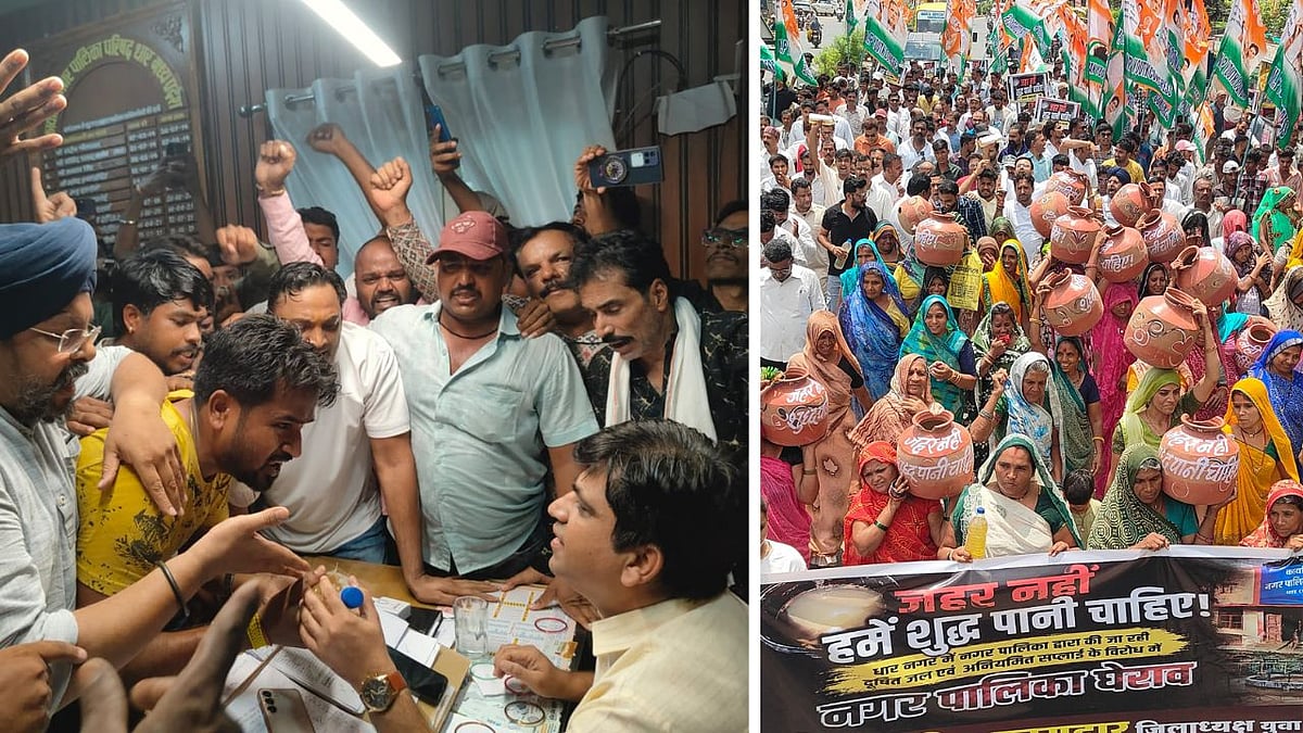 Youth Congress Gheraos Municipality Over Water Crisis In Dhar