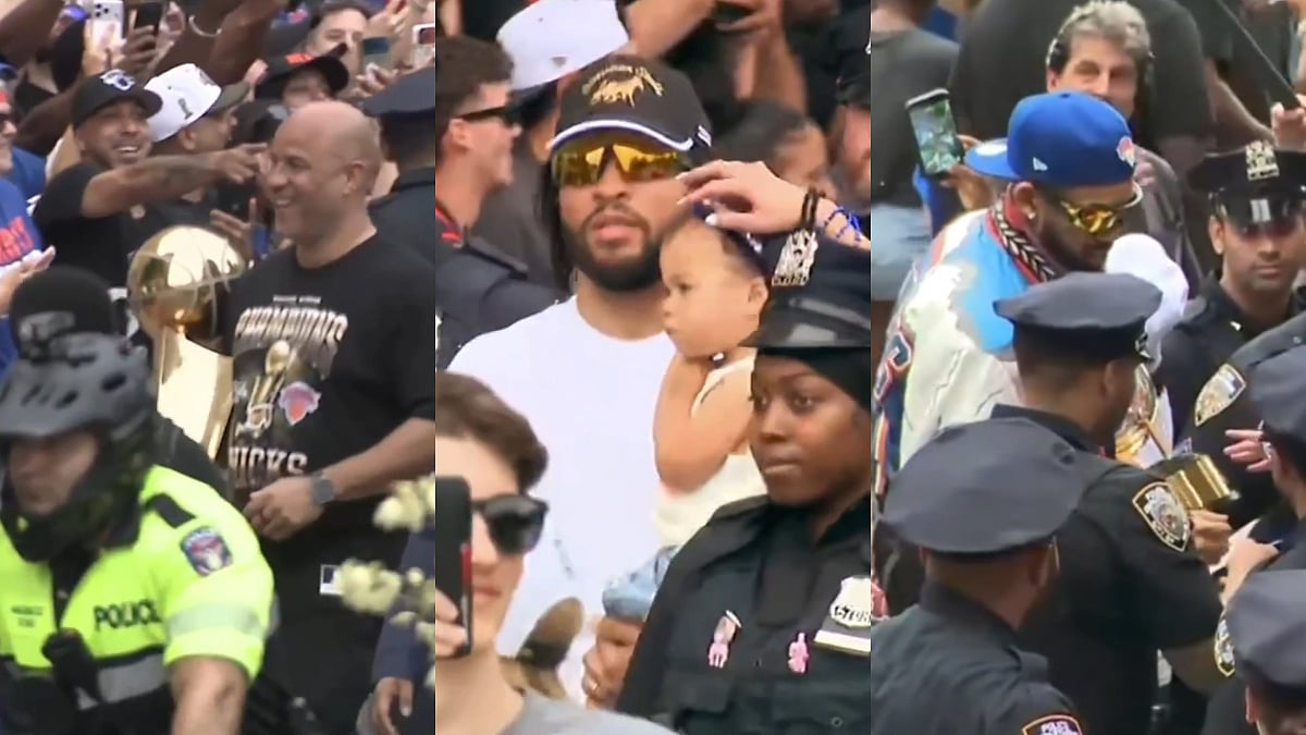 WATCH: Jalen Brunson Arrives At Knicks Championship Parade Surrounded By NYPD As Fans Hail 'King Of New York'