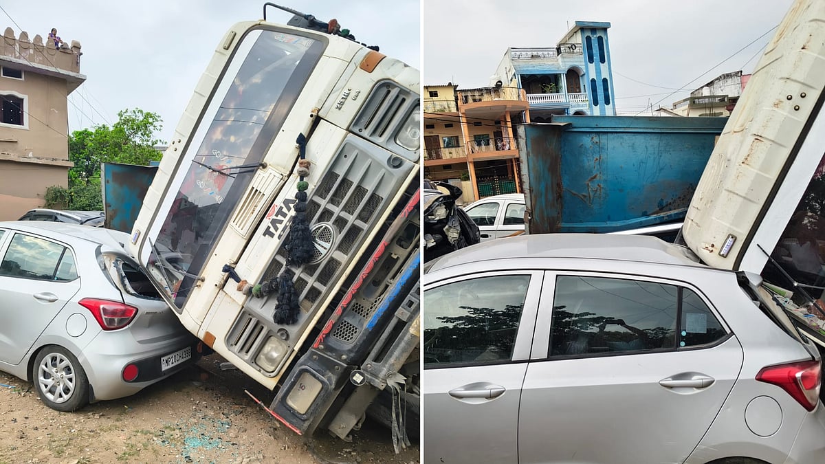 Dumper Loses Control, Hits Several Parked Vehicles In Jabalpur; Owners Suffer Heavy Losses