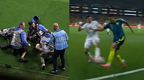 Cameraman injured after collision with Abdukodir Khusanov during Uzbekistan vs Colombia