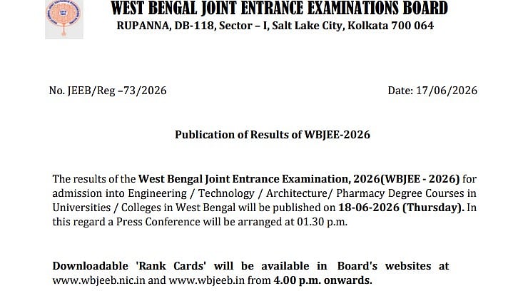 WBJEE Result 2026 To Be Declared Today At wbjeeb.nic.in; Rank Cards Available From 4 PM