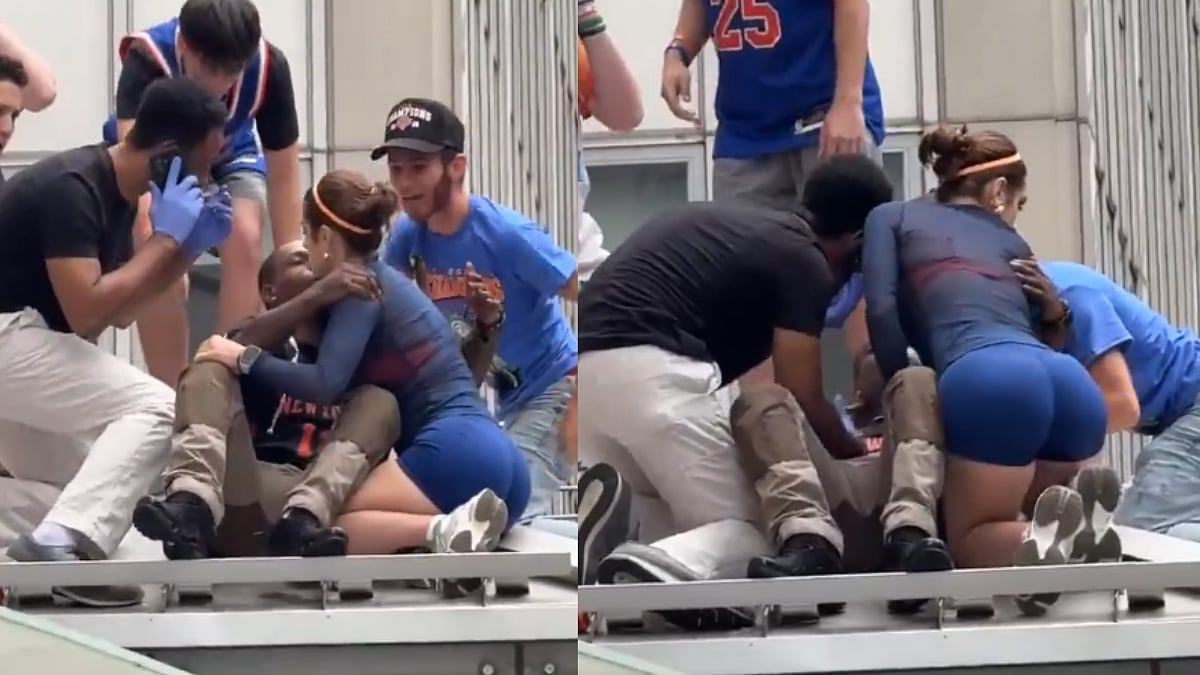 Awkward Scenes! Fan's Attempt To Kiss Woman Goes Viral At New York Knicks' Championship Parade | Video