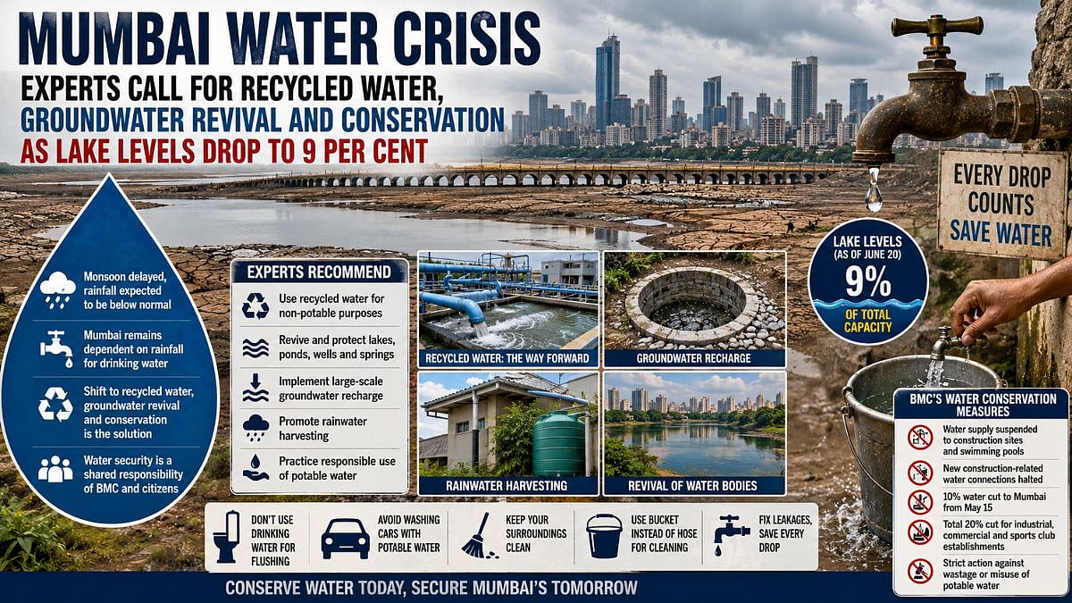 Mumbai Water Crisis: Experts Urge Recycled Water Use, Groundwater Revival And Conservation As Lake Levels Drop To 9 Per Cent