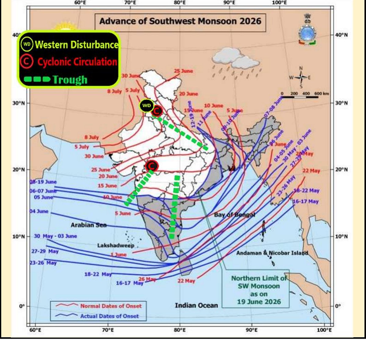 Weather systems affecting Madhya Pradesh at present