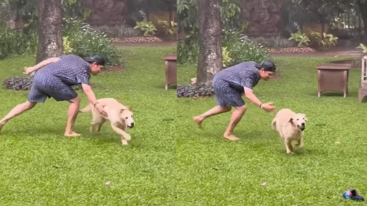 'This Bouncer Has All...': Sachin Tendulkar Enjoys Monsoon Rains With Pet Dog, Shares Hilarious Cricket-Inspired Caption | Video