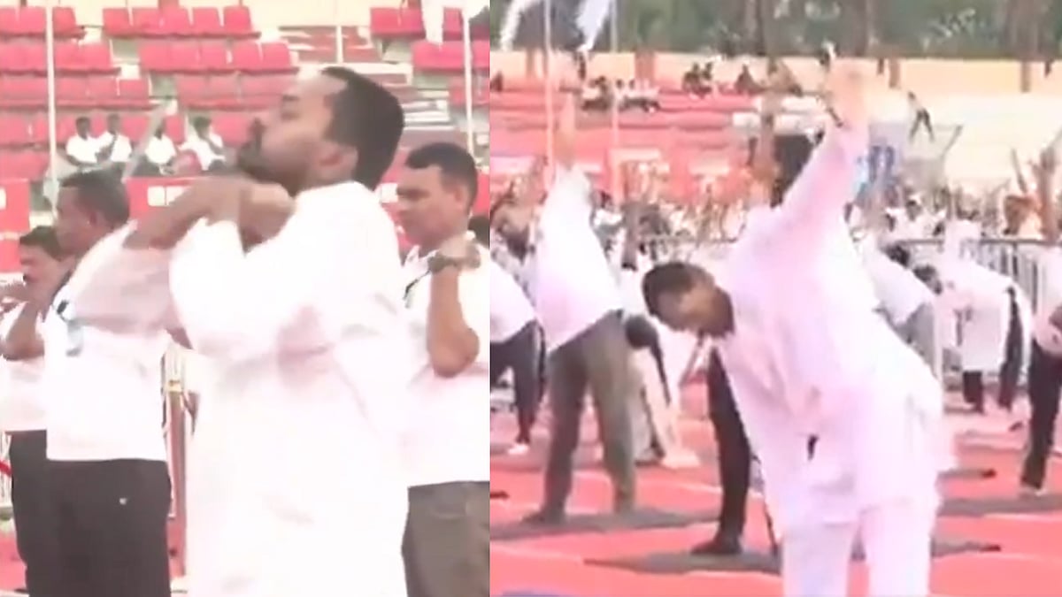 Bihar Health Minister Nishant Kumar's Yoga Poses Go Viral On International Yoga Day, Internet Says ‘You’ve Even Left The Yoga Teacher Behind’ | Watch