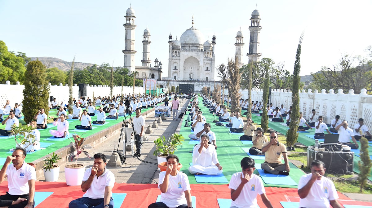 Yoga Day Celebration Held At Bibi-Ka-Maqbara In Chhatrapati Sambhajinagar 