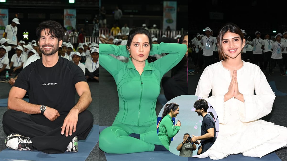 Mumbai Yoga Day Event: Amruta Fadnavis Stuns In Vibrant Green Athleisure, Shahid Kapoor Keeps It Effortlessly Cool In Black | Pictures Inside