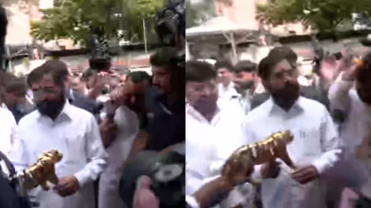 Maharashtra Dy CM Eknath Shinde Presented With Tiger Statue After Success Of 'Operation Tiger'