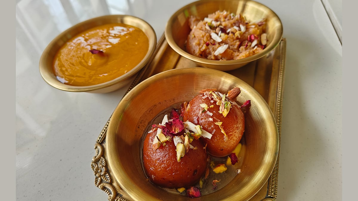 Gulab Jamun, Aamras and Moong Dal Halwa