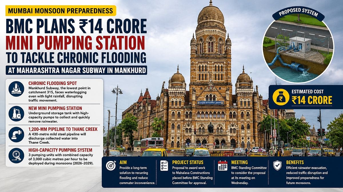 Mumbai Monsoon Preparedness: BMC Plans ₹14 Crore Mini Pumping Station To Tackle Chronic Flooding At Maharashtra Nagar Subway In Mankhurd