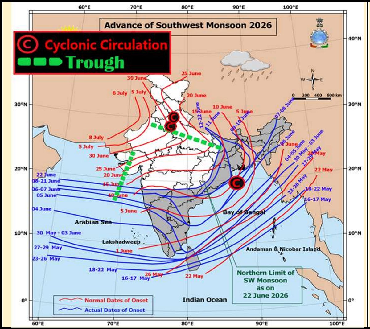 Weather systems affecting Madhya Pradesh at present