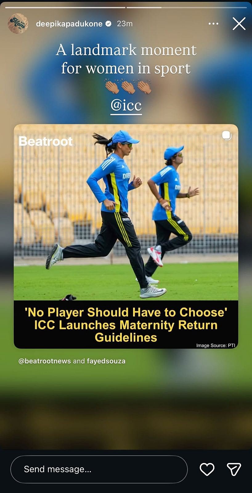 Deepika Padukone Hails ICC's New Maternity Return Policy For Women Cricketers; Calls It 'Landmark Moment'
