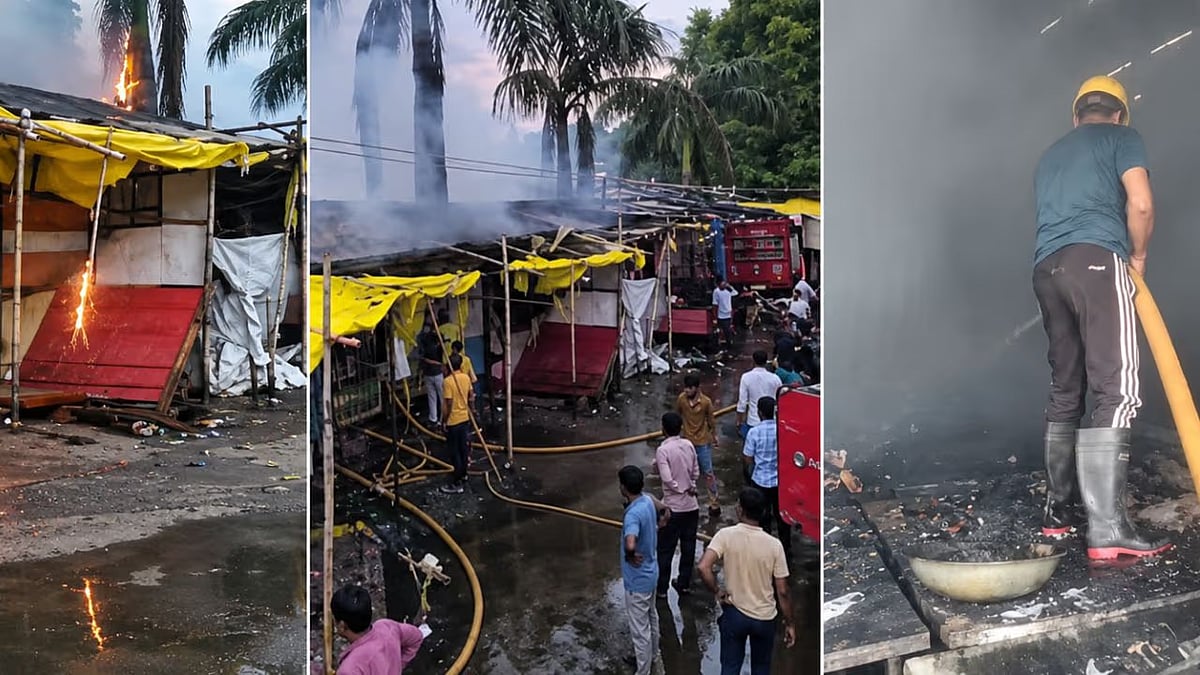 Fire Guts Four Prayer Shops Outside Ujjain's Kal Bhairav Temple; Investigation On-- VIDEO