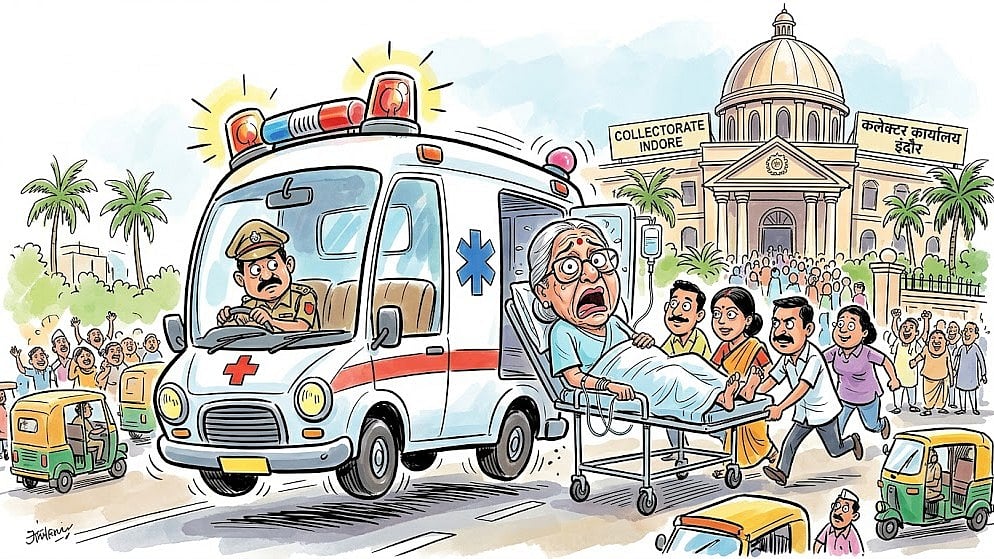 UP's Critically Ill Woman Brought In Ambulance To Indore Collector Hearing Over ₹2-Crore Land Fraud