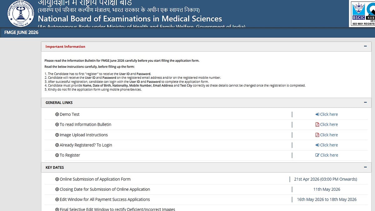 NBEMS Releases FMGE June 2026 Admit Card; Direct Download Link Here