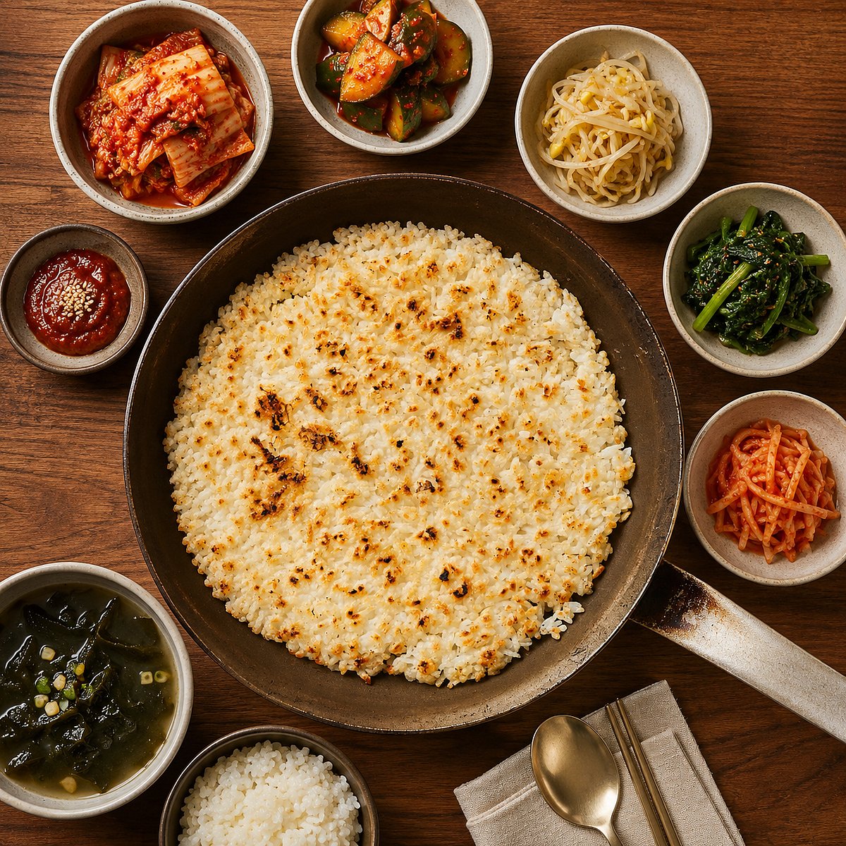  Nurungji with banchan sides