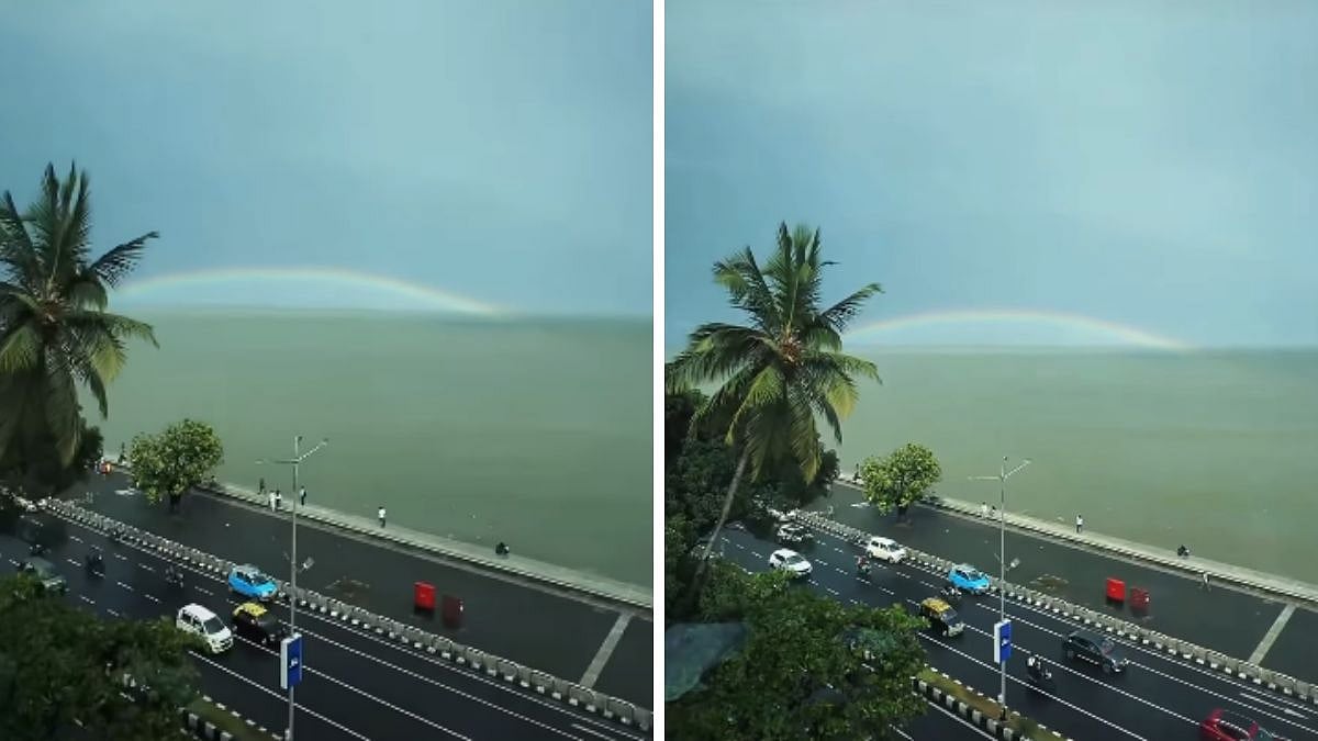 Mumbai: Double Rainbow Lights Up Skies Above Marine Drive After Early Morning Showers; VIDEO Viral