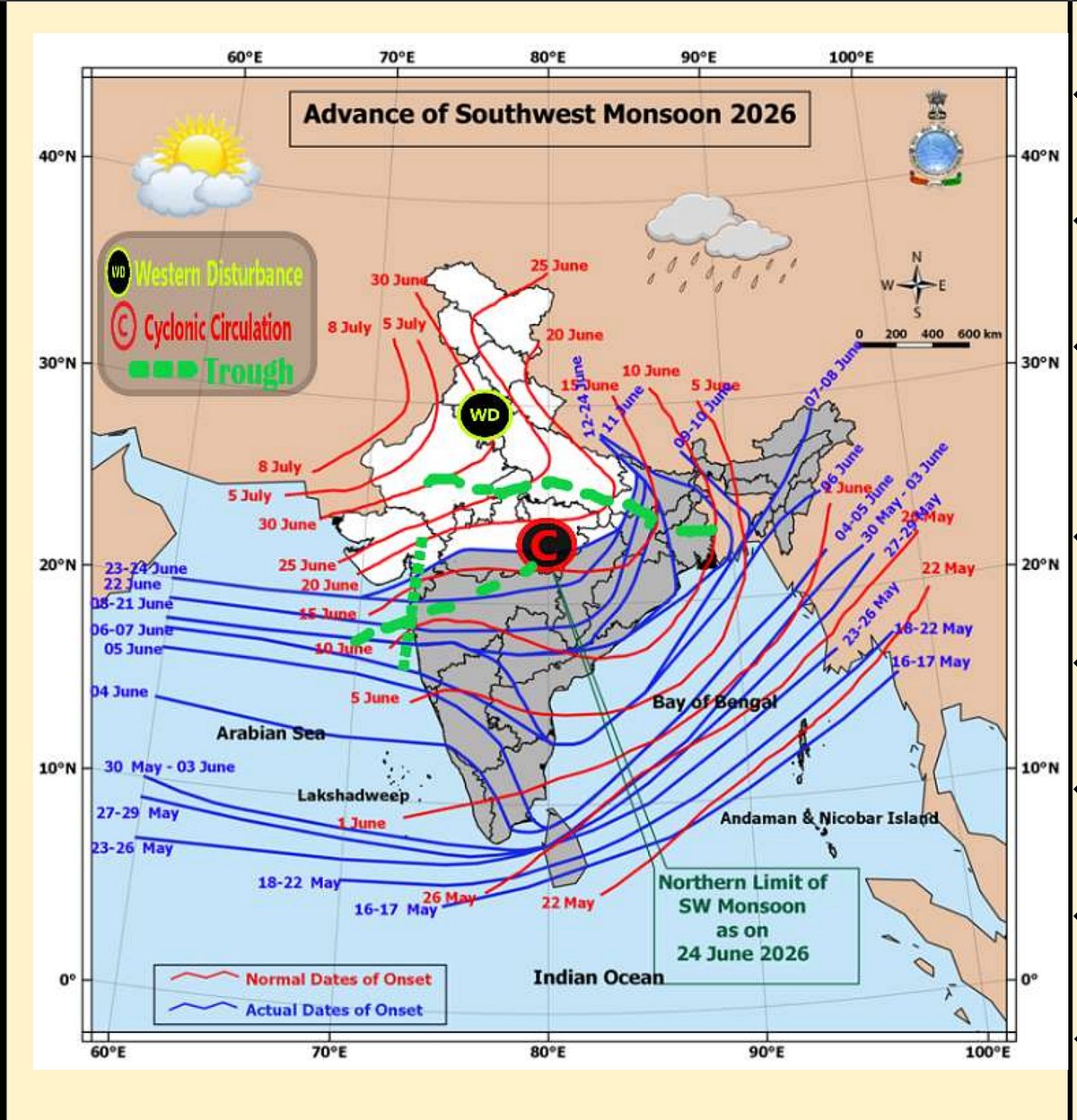 Weather systems affecting Madhya Pradesh at present