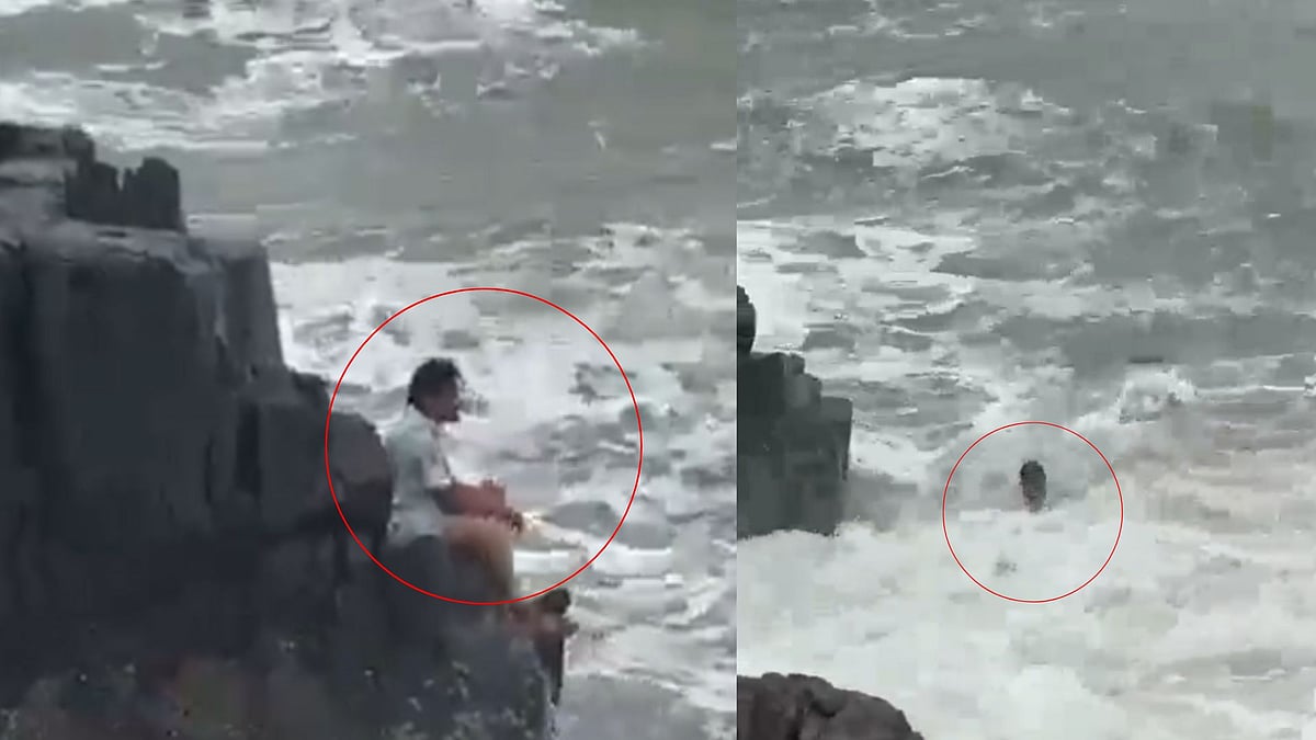 Goa Tragedy Caught On Camera: Karnataka Man Dragged Into Sea By Strong Waves At Baga Beach, Dies