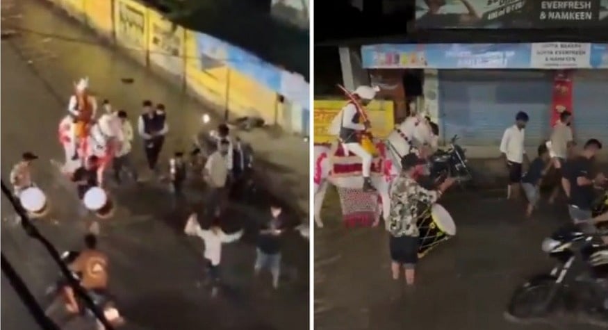 Groom Rides Horse Through Knee-Deep Water As Wedding Procession Moves On Flooded Road In Indore-- VIDEO