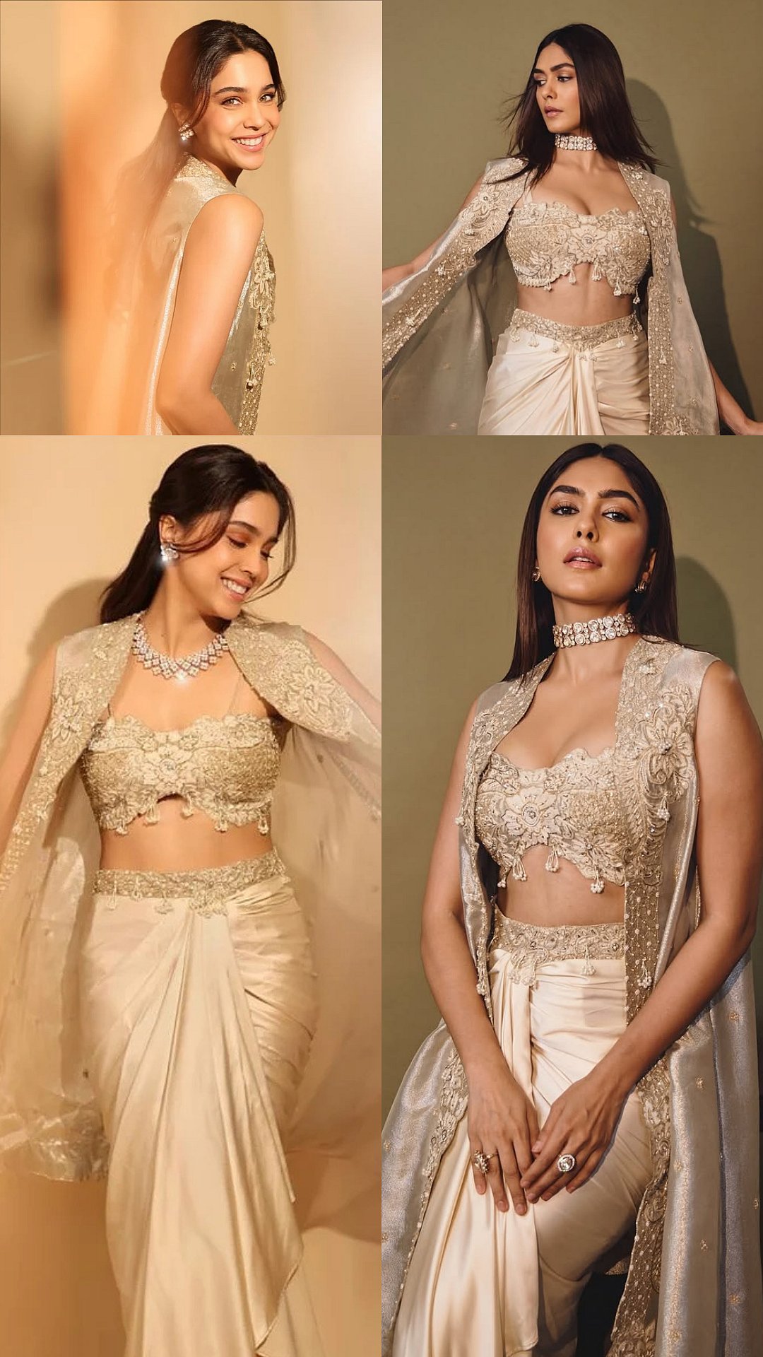 Mrunal Thakur & Sharvari Twin In Champagne Gold Drape Skirt & Cape Ensemble; Who Wore It Better?