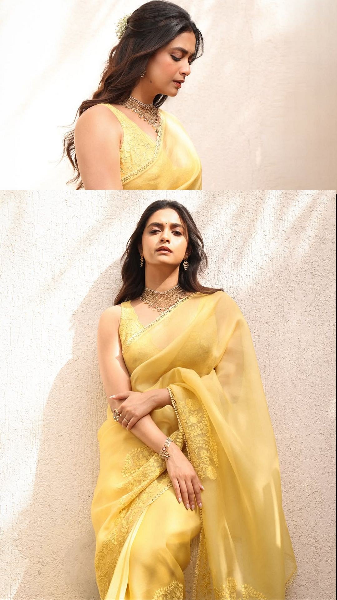 Keerthy Suresh Looks Elegant In Sunshine Yellow Saree As She Begins New Film Journey: See Pics