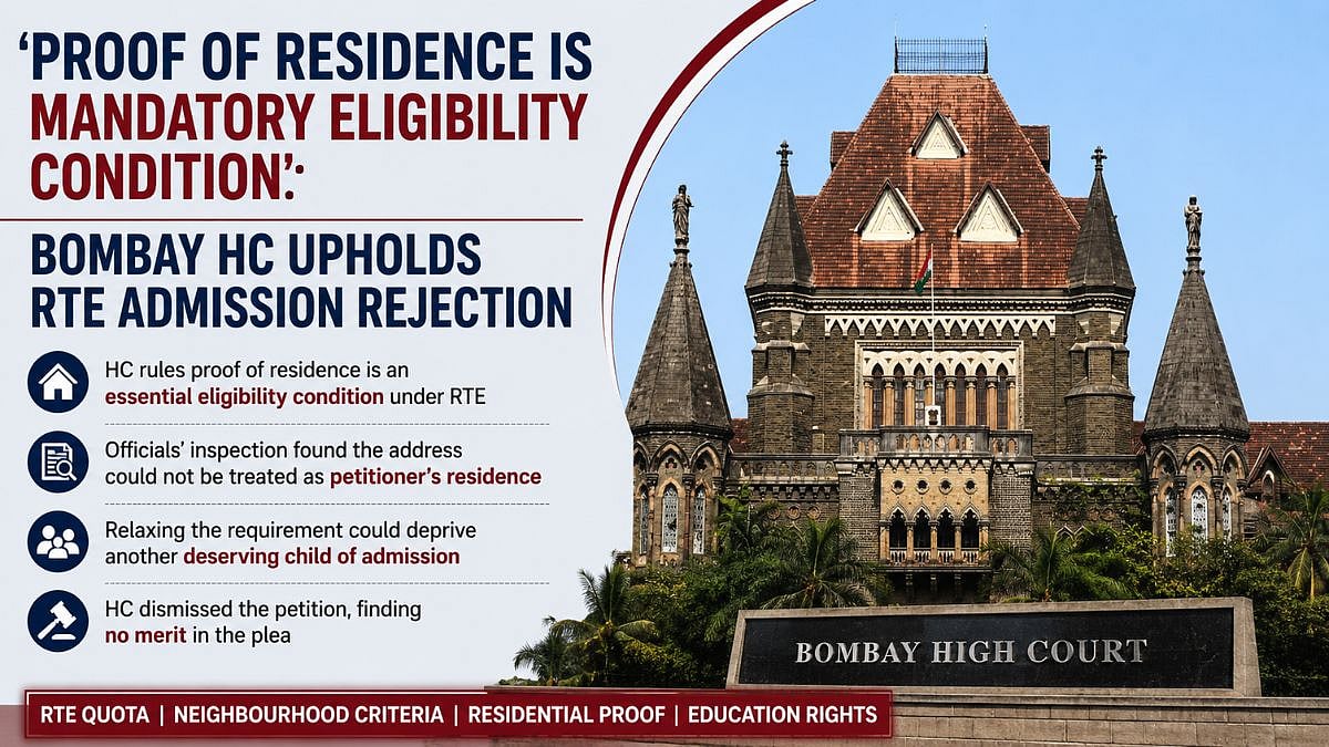 'Proof Of Residence Is Mandatory Eligibility Condition': Bombay HC Upholds RTE Admission Rejection