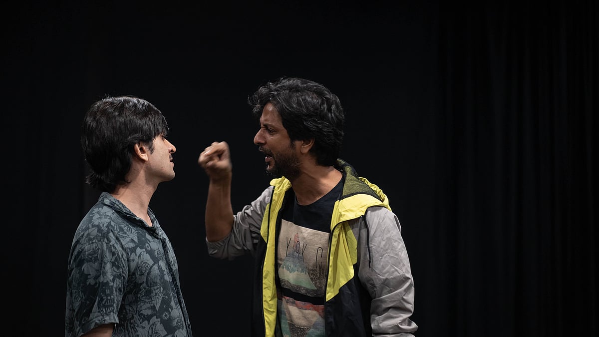 Actors rehearse for the play Cock