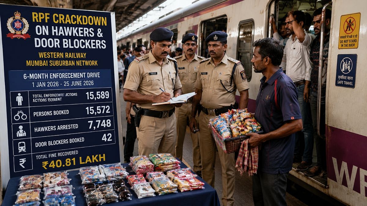 Western Railway RPF Recovers ₹40.81 Lakh During Crackdown On Hawkers, Door Blockers Across Mumbai Suburban Network