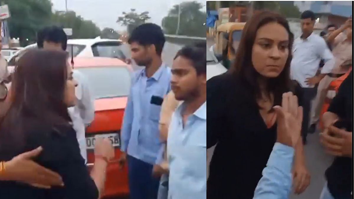 Delhi Road Rage Video: Woman Driving Skoda Abuses, Assaults Cab Driver After Minor Collision - VIDEO