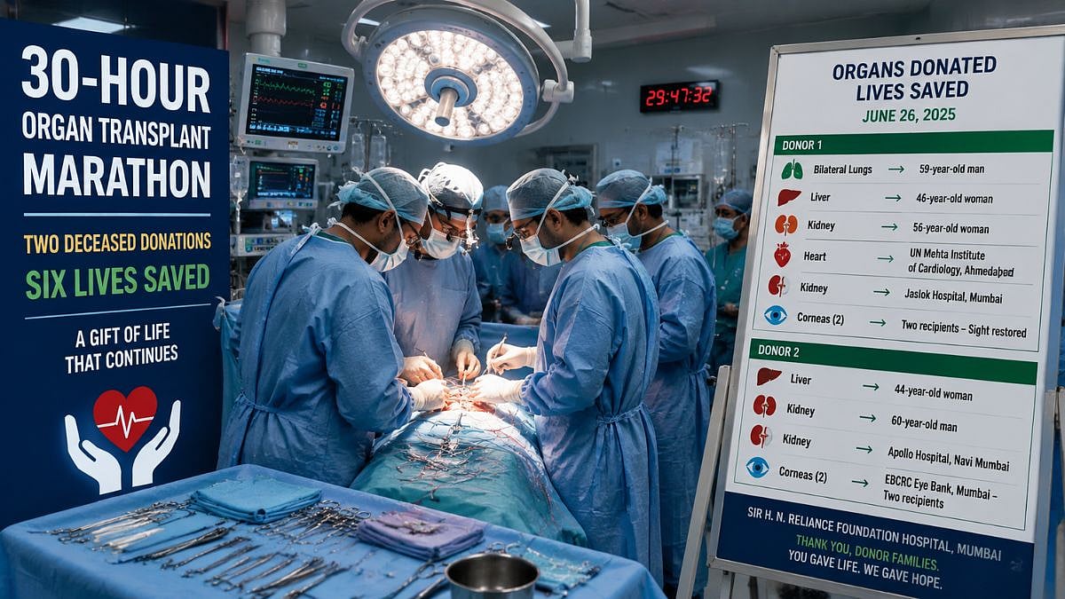 Mumbai Medical Breakthrough: 30-Hour Organ Transplant Marathon At HN Reliance Hospital Saves 6 Lives After 2 Deceased Donations