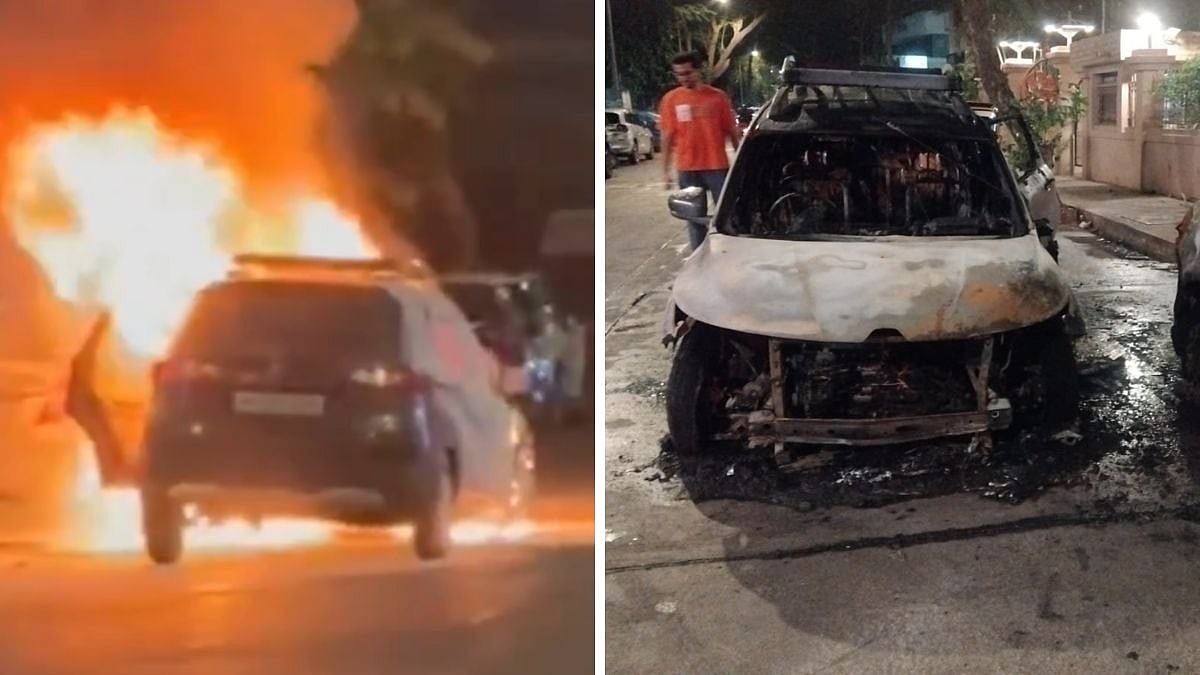 Mumbai: Car Catches Fire In Andheri West's Oshiwara, Alert Housing Society Staff Prevent Major Mishap; VIDEO
