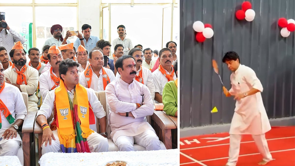 Union Minister Jyotiraditya Scindia Announces Shri Ram Janaki Temple Renovation, Praises PM Modi’s Mann Ki Baat, Plays Badminton With Locals In Guna -- VIDEO 