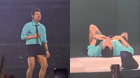 Harry Styles briefly collapses after choking on water during Wembley concert