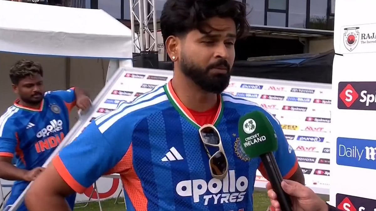 Sanju Samson's Hilarious Act Goes Viral As He Picks Up Fallen Sponsorship Board During Shreyas Iyer's Interview | Video
