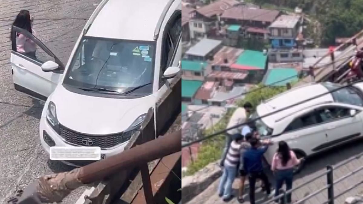 Watch: Car Rolls Back As Woman Driver Struggles On Mussoorie's Steep Road, Locals Step In To Help