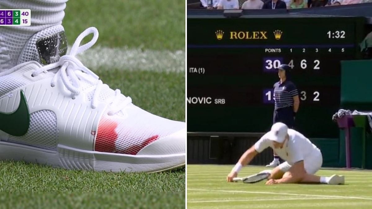 Jannik Sinner's Blood-Stained Sneaker Goes Viral After Painful Slip In Wimbledon First-Round Victory; Picture Goes Viral