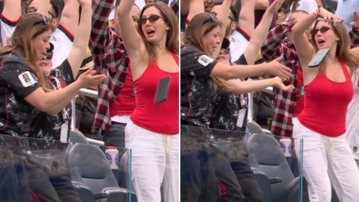 'Highlight Of The Game': Fan Hilariously Drops Her Phone While Joining Mexican Wave During Canada Vs South Africa Clash; Video Goes Viral