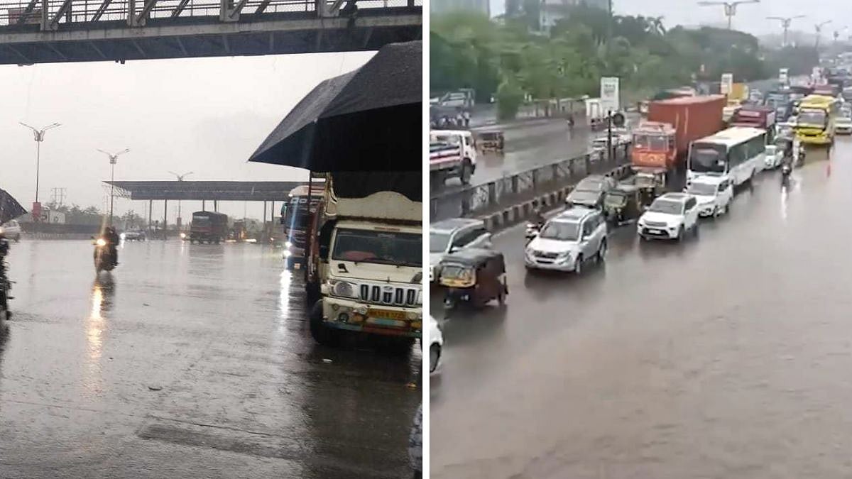 Mumbai Rains: City Wakes Up To Moderate Showers, Waterlogging Near Juinagar Slows Traffic On Sion–Panvel Highway; Yellow Alert Issued