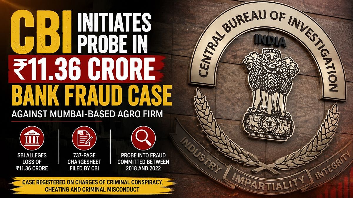 CBI Initiates Probe In ₹11.36 Crore SBI Bank Fraud Case Against Mumbai-Based Agro Firm