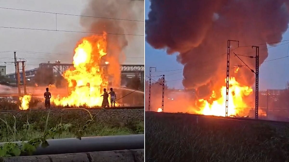 Haldia Refinery Inferno: Massive Naphtha Pipeline Blaze Injures Over 10, Engulfs Homes & Disrupts Rail Services In West Bengal | Video