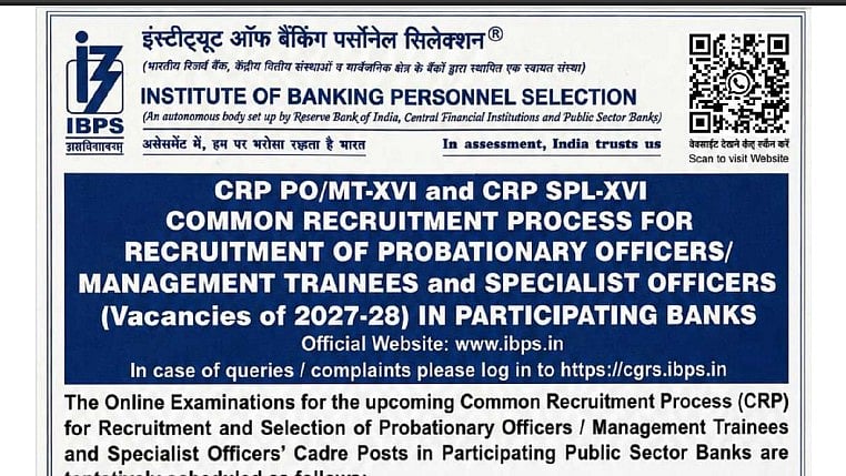 IBPS PO, MT & SO Recruitment 2026 Registration Begins Tomorrow At ibps.in; Check Eligibility, Dates & Fees Here