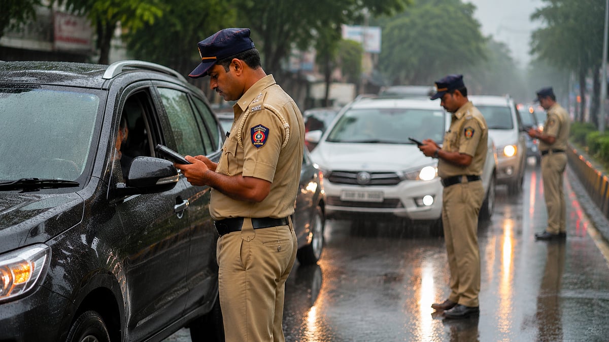 Maharashtra Begins HSRP Enforcement But Heavy Rain Hits Inspections, Only 54 Vehicles Found Without Plates On Day 1