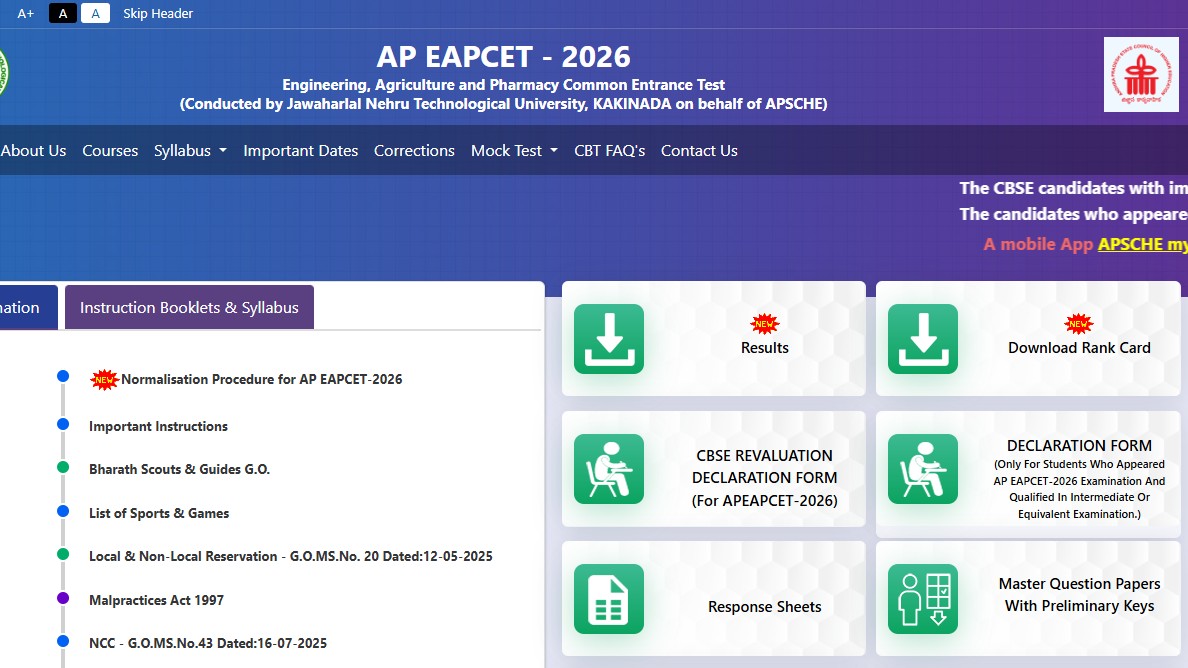 AP EAMCET 2026 Result Declared At Cets apsche ap gov in Direct Link AP EAMCET 2026 Result Declared At Cets apsche ap gov in Direct Link