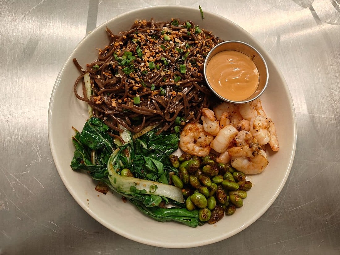  Miso Prawns with Soba & Teriyaki 